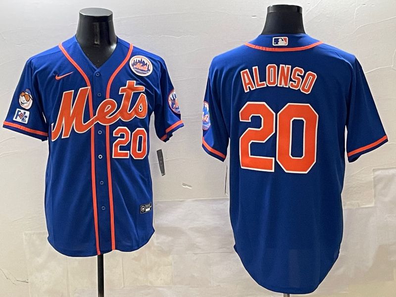 Men New York Mets #20 Alonso Blue Game 2025 Nike MLB Jersey style 12->new york mets->MLB Jersey